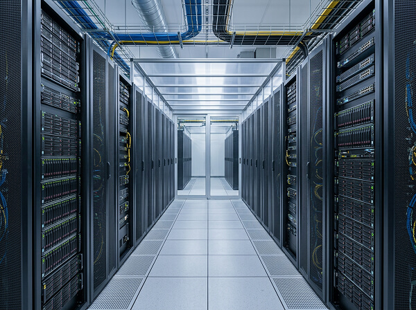 Cold aisle in a carrier-neutral data center