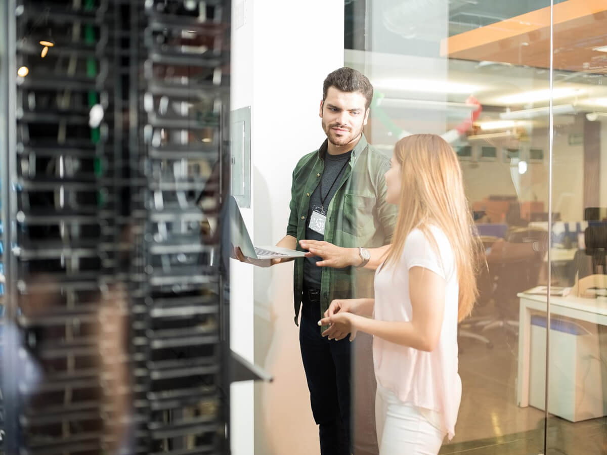 BelHost engineering team in the server room